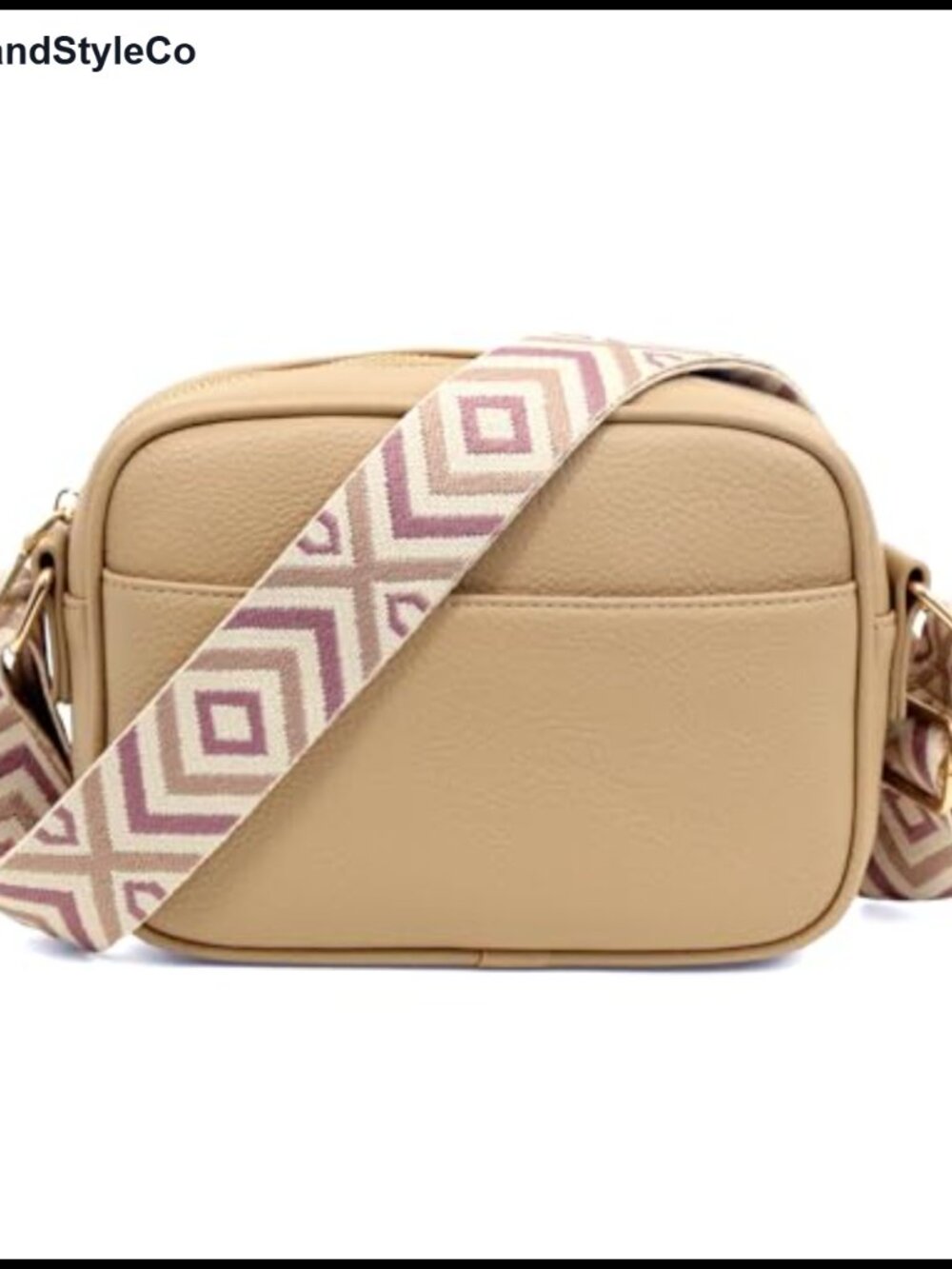 PU Leather Crossbody Bag with Adjustable Plaid Strap - Compact Everyday Purse